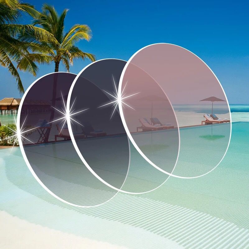 56变色智能感光灰茶粉蓝紫眼镜片非球树脂镜片厂家批发