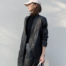 海宁真皮羽绒服冬季新款2025女真皮皮衣女中长款时尚宽松外套
