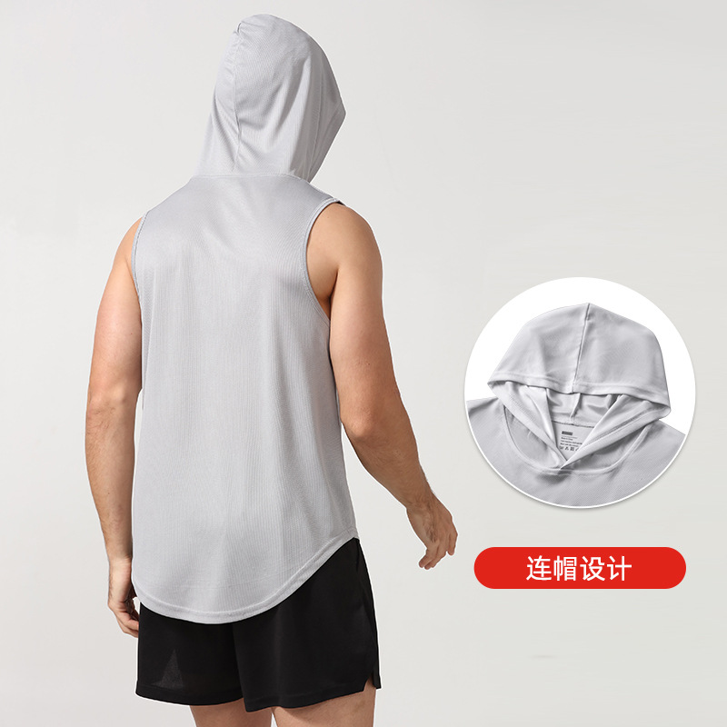 Summer New Sports Vest Men's Quick-Drying Loose Waistcoat Fitness Men's Basketball Training Hooded Fitness Vest Men