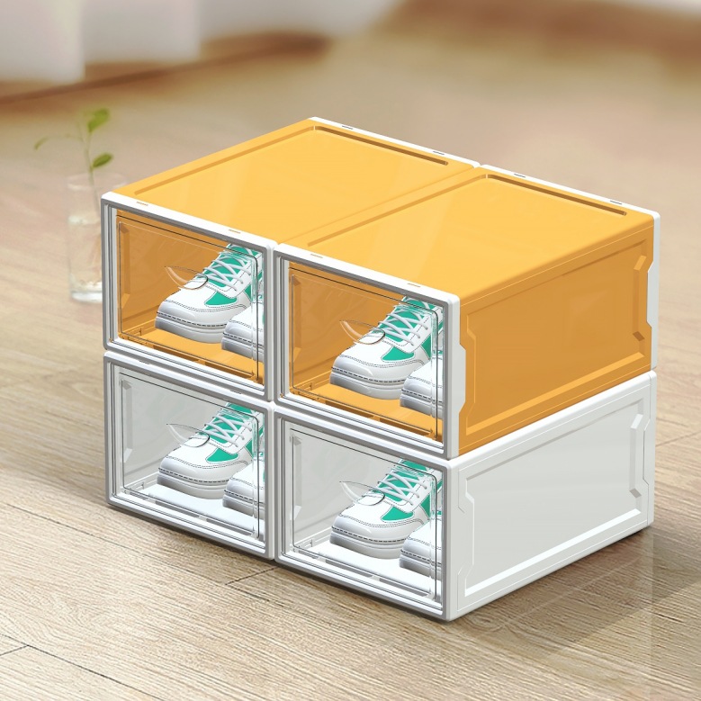 加厚鞋盒翻盖鞋收纳折叠收纳盒抽屉式透明鞋柜塑料鞋架省空间神器