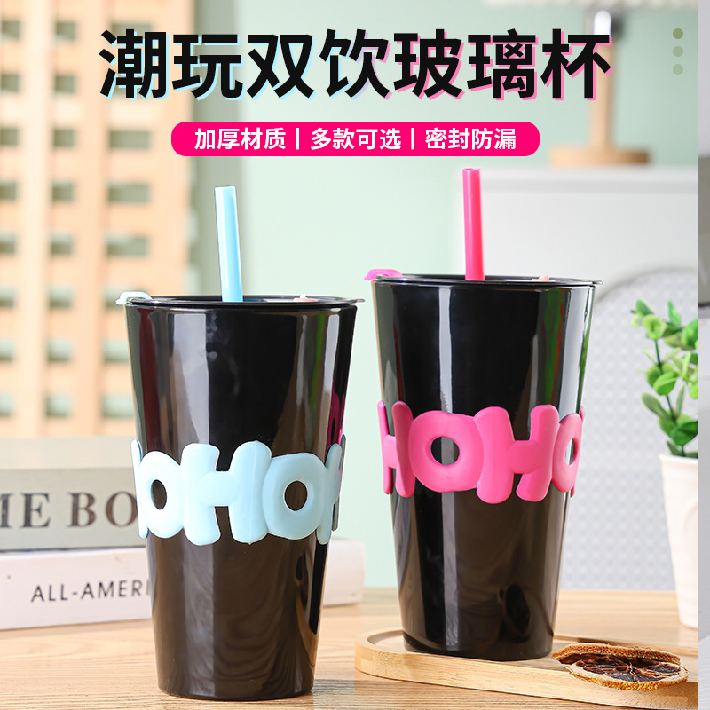 New Dopamine Internet Celebrity Straight Straw Cup Letter Cup Good-looking Large-Capacity Water Cup Office Tumbler