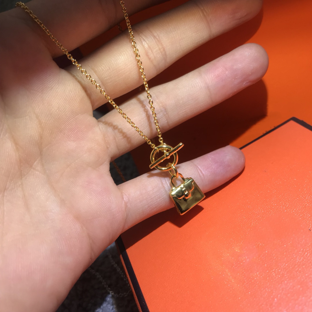 h家birkin包包项链925银镀18k玫瑰金项链凯丽kelly手包包吊坠项链