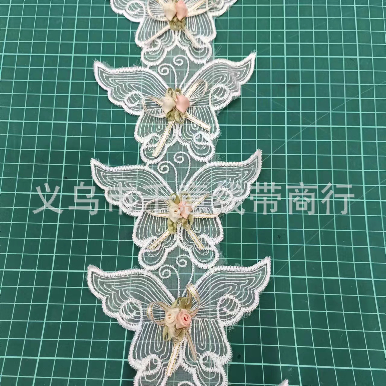 In Stock Bar Code Organza Embroidery Big Bowknot Handmade Sticky Flower Color Flower Clothing Accessories DIY Lace