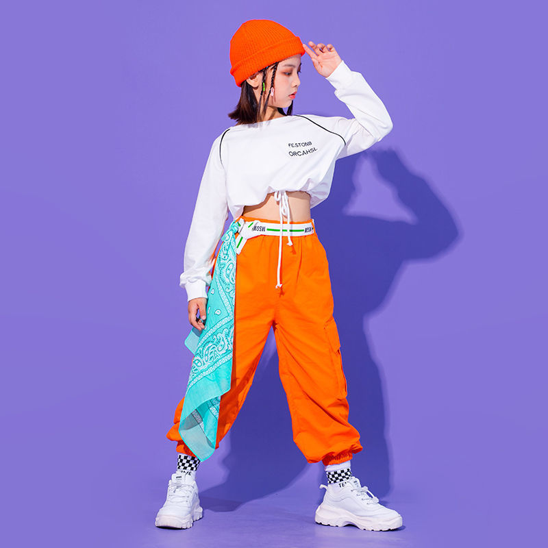 嘻哈装 套装女童嘻哈服装女孩爵士舞演出服韩版露肚脐模特走秀服