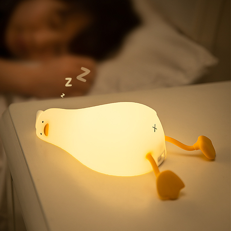 Lying Duck Turn-over Duck Silicone Night Lamp Mobile Phone Holder Night Light Ambience Light Best-Seller on Douyin Valentine's Day Gift