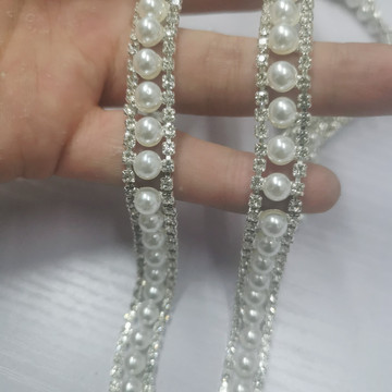 现货烧焊珍珠钻链 镂空花式码链 水钻链条装饰链 diy服装婚纱辅料