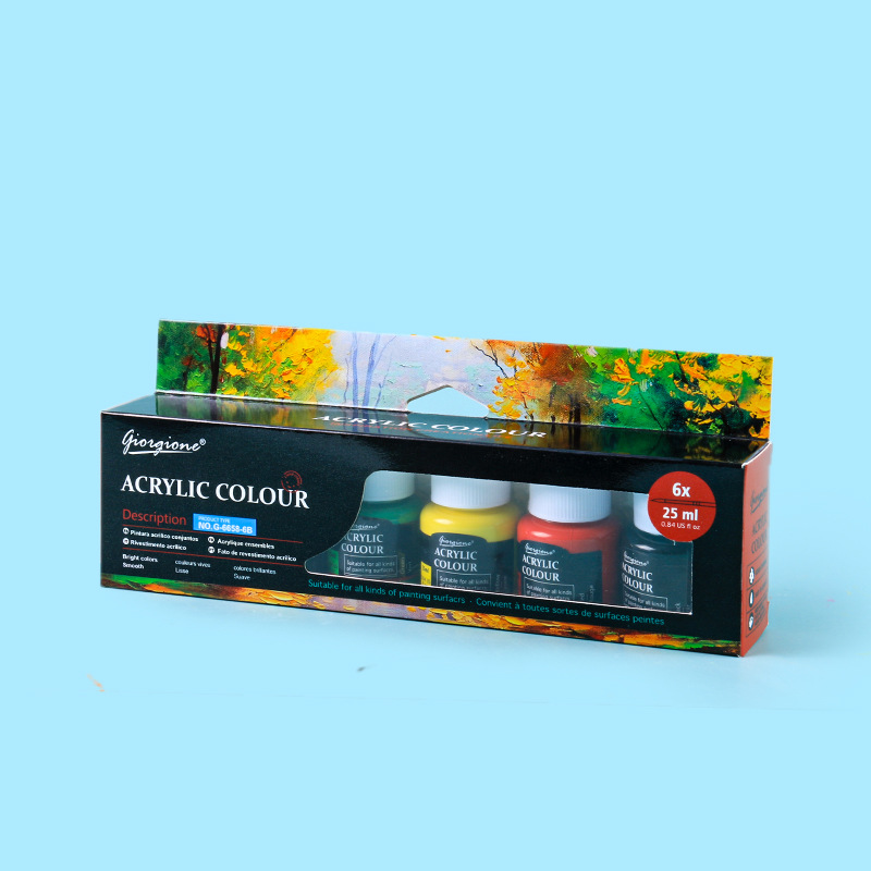 6 Color Paint Suit 25ml Acrylic Watercolor Gouache Textile Glass Advertising Painted Graffiti Paint