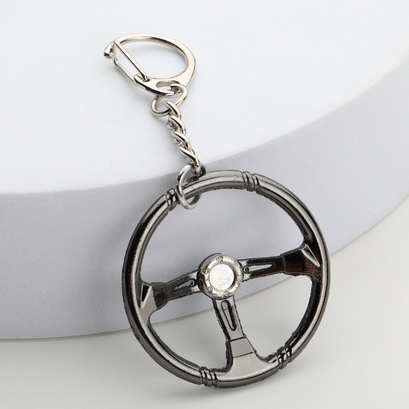 Racing Steering Wheel Keychain Cool Modification Car Key Ring Pendant Steering Wheel Model Metal Key Chain