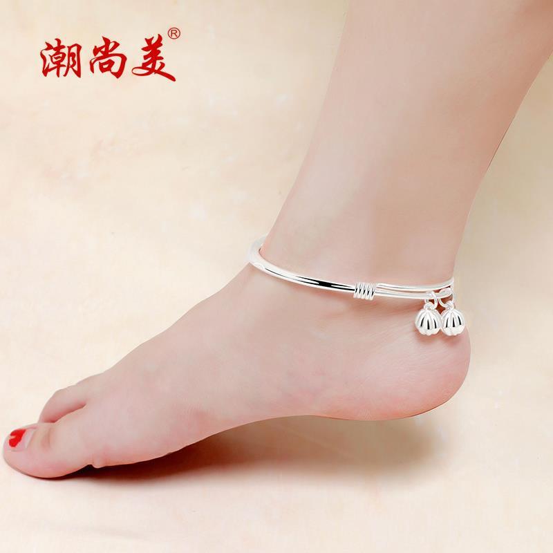 纯银脚镯大人女士脚环纯银脚链999足银古风宫廷脚饰男个性潮情侣