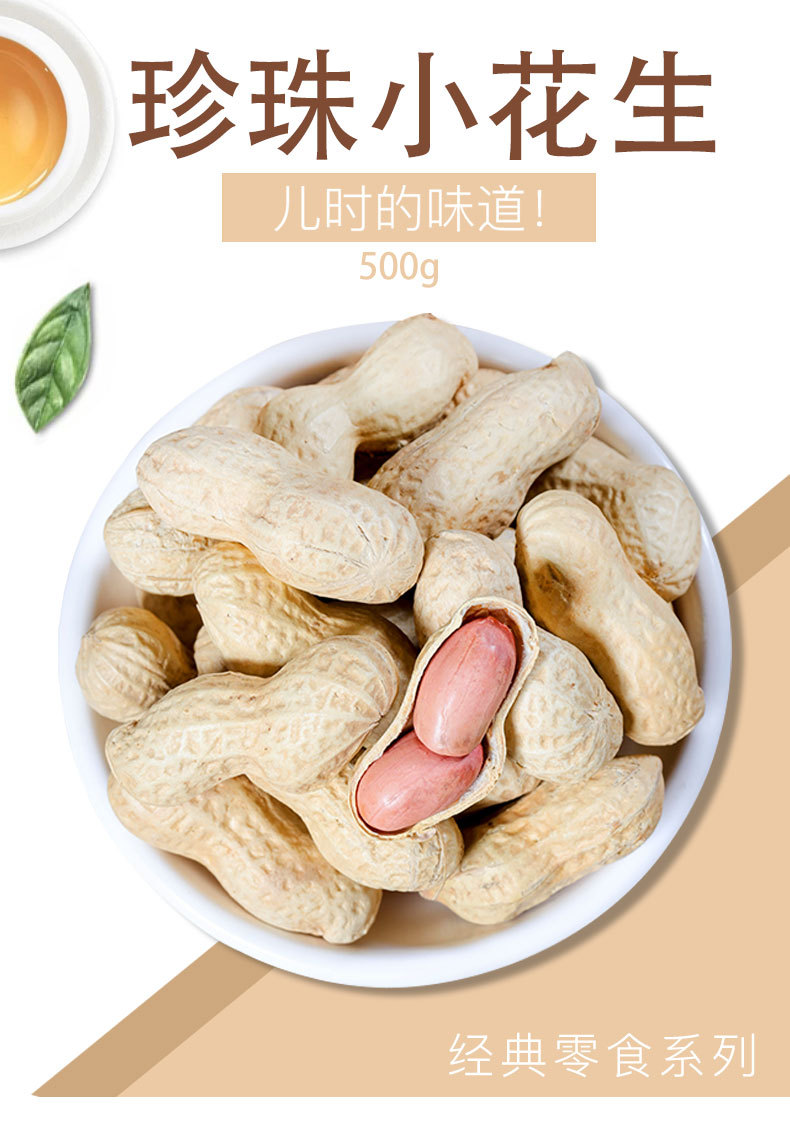 休闲零食珍珠小花生500g/包花生坚果炒货办公室零食批发原味花生