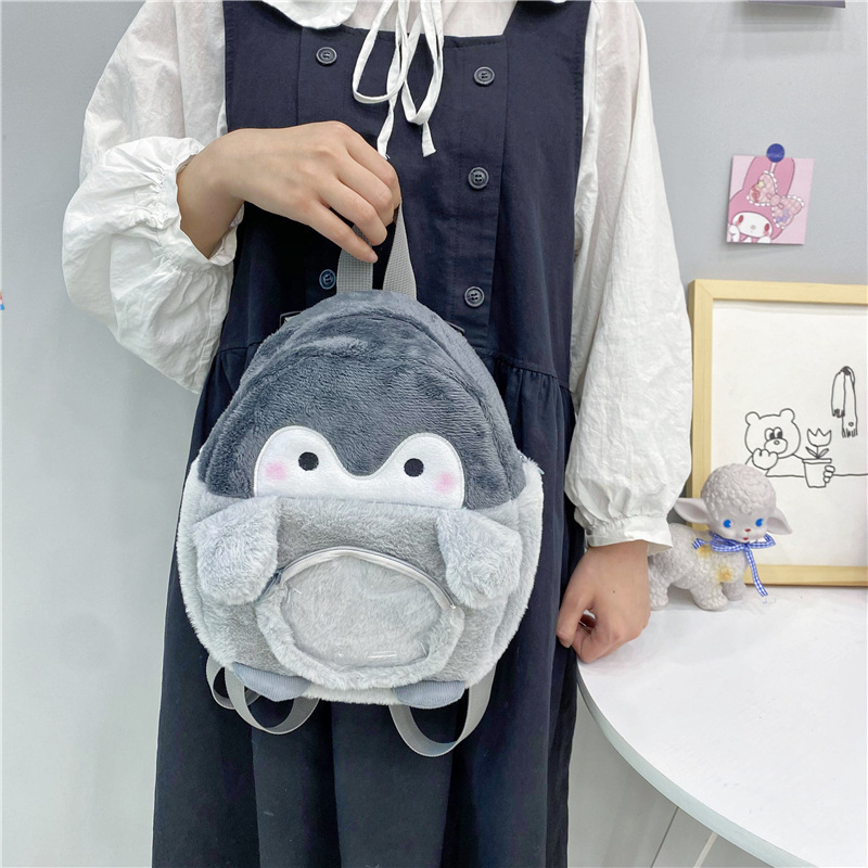 Penguin Cute Cartoon Backpack Soft and Adorable Plush All-Matching Mobile Coin Purse Casual Women's Bag Factory Wholesale