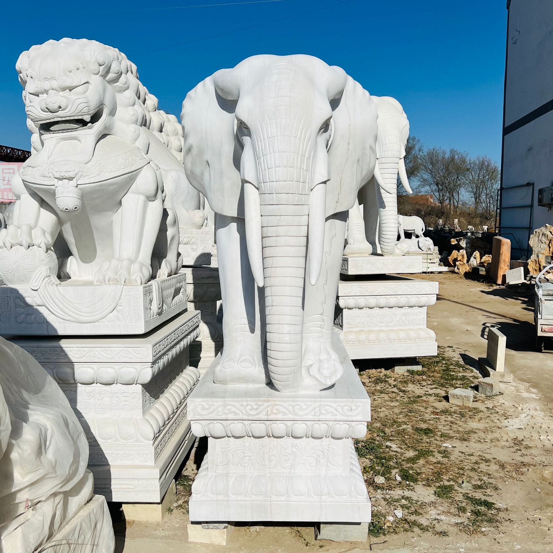 大型石雕象一对家庭别墅装饰品景观摆件公司吉祥摆件石雕