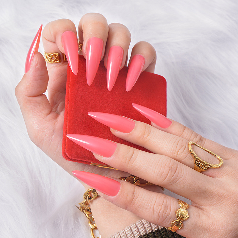 指甲贴片成品长款 酒红镂空珍珠假指甲网红穿戴美甲贴片可拆卸-报价-