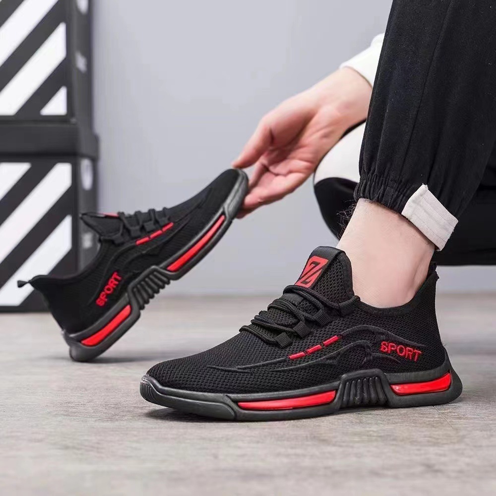 One Piece Dropshipping 2023 Spring and Summer New Flyknit Men's Shoes Korean Style Trendy Casual Breathable Mesh Sneaker Men