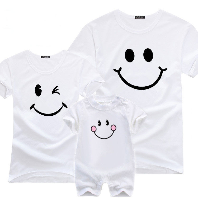 亲子装三口网红新款夏母女婴儿纯棉哈衣爬服大码连体衣四口全家装