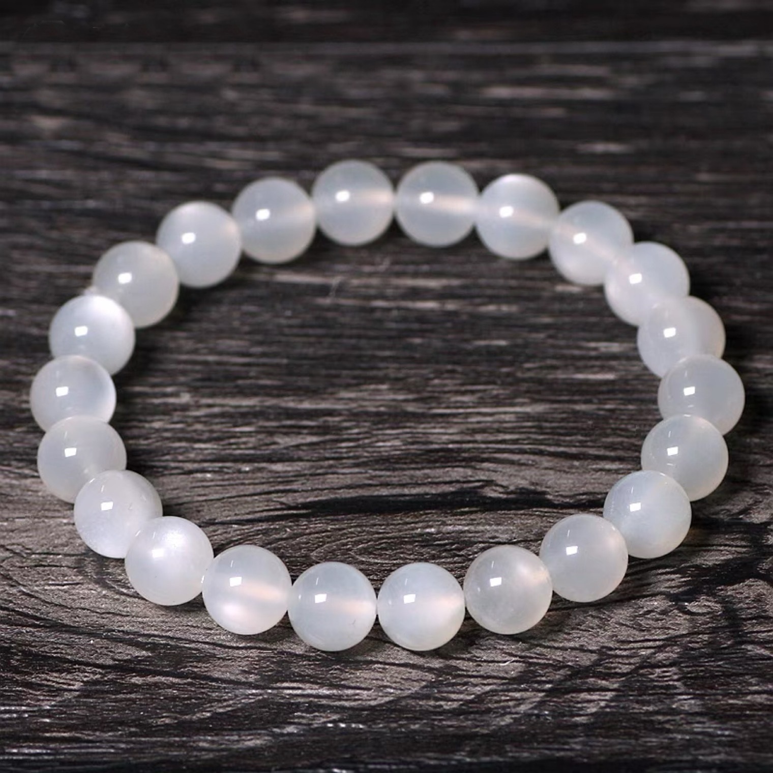 天然白月光石手链男女款 水晶手串饰品礼物 奶油体 优质款