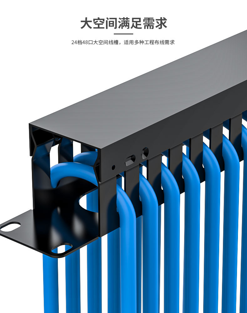 加厚48口网络理线架上下24格机柜理线器网线电话线理线架1u机架式