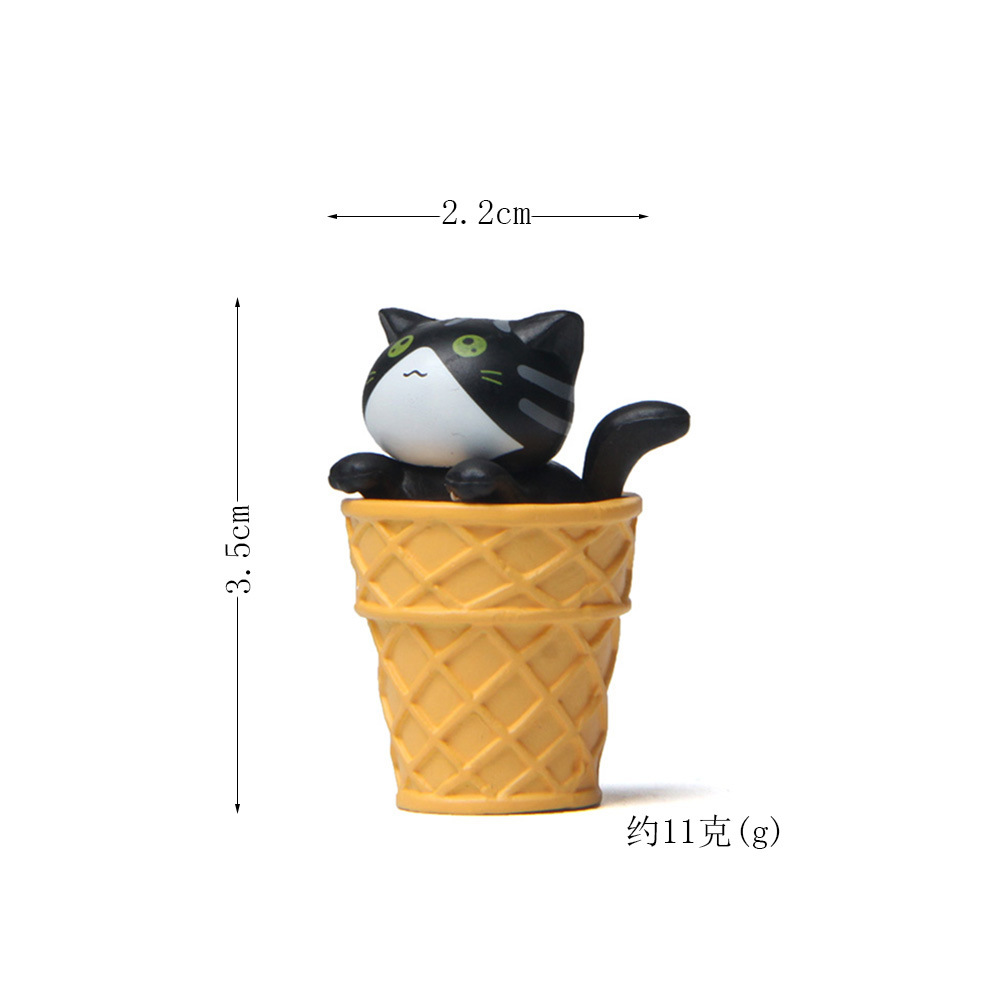 Food Series 4 Ice Cream Cat Kitten Micro Landscape Gardening Landscaping Doll Creative Desktop Decoration Doll