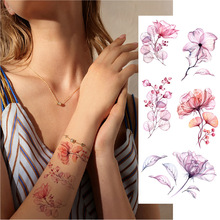 工厂直销X-RAY射线花朵纹身贴女士胳膊锁骨性感水转印贴纸套装