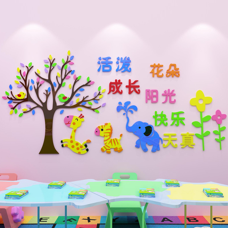 幼儿园班级教室环创主题文化墙面装饰布置环境材料成品3d立体墙贴