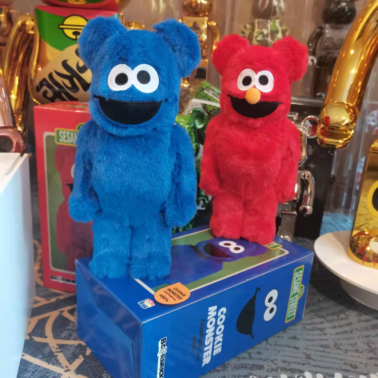 bearbrick 400%暴力熊潮玩芝麻街曲曲艾摩甜品怪毛绒公仔摆件礼物