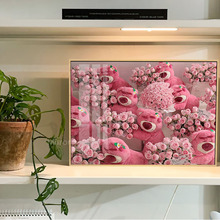 草莓熊玫瑰钻石画满钻客厅小件十字绣2023新款砖石贴画带框5d