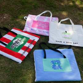 牛津布手提包便携野餐垫涤塔夫防水工艺野营公园草地可折叠野餐垫