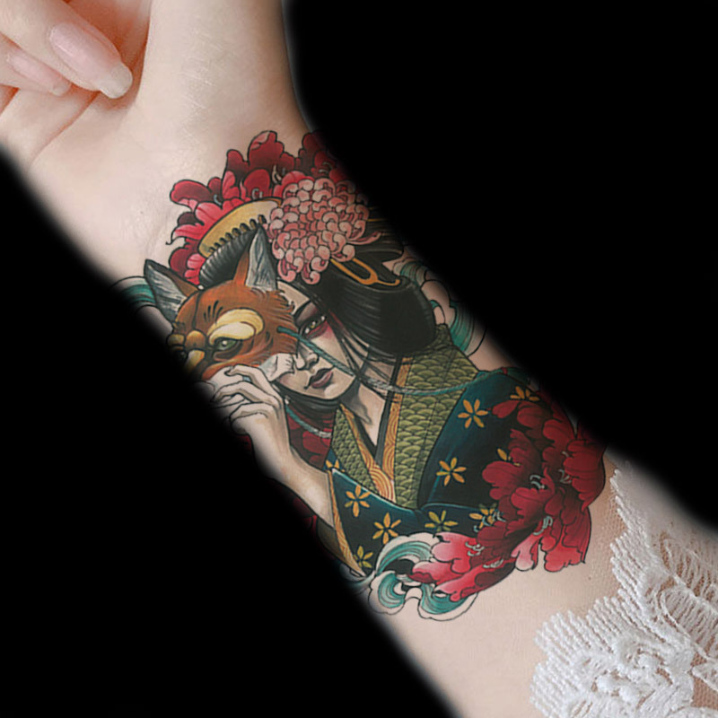 纹身贴半臂男女花臂网男潮ins风女个性刺青身手臂黑暗系花臂艺妓