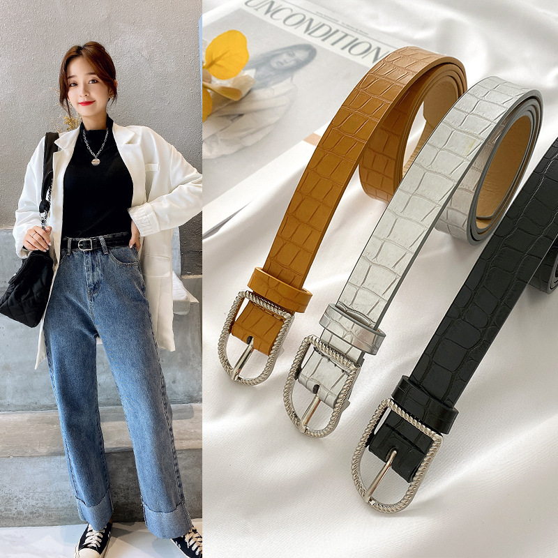皮带女配牛仔裤衬衫百搭ins风潮时尚百搭韩国黑色细款装饰腰带潮