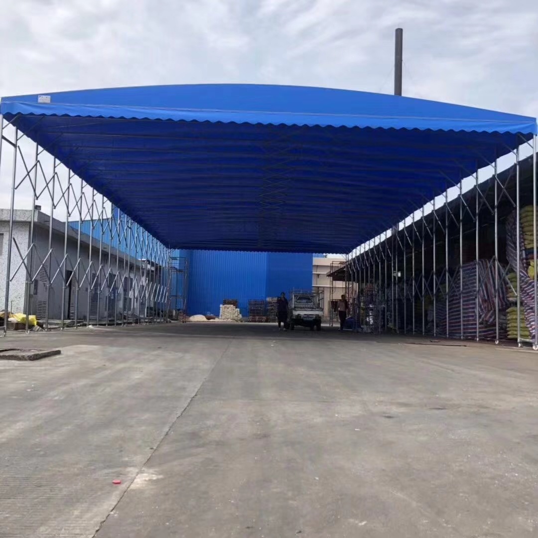 大型厂区通道推拉雨棚电动推拉蓬移动伸缩雨棚仓库活动篷户外车棚
