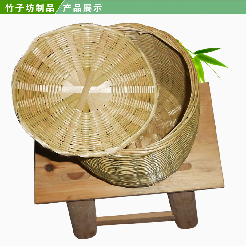 手工竹编篮收纳筐竹箩纸篓花篮垃圾筐家用编织箩筐工艺大竹筐