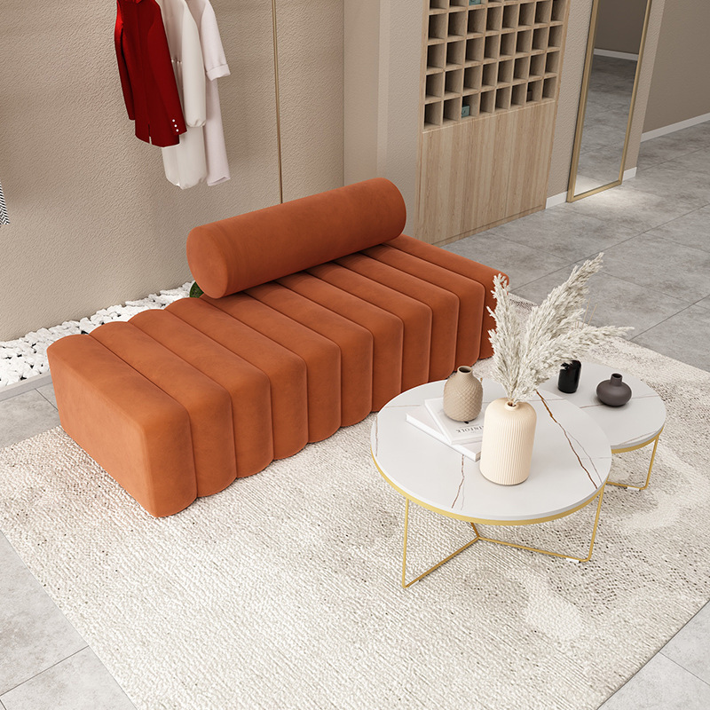 服装店休闲布艺沙发民宿网红靠背懒人沙发长方形绒布创意加厚沙发