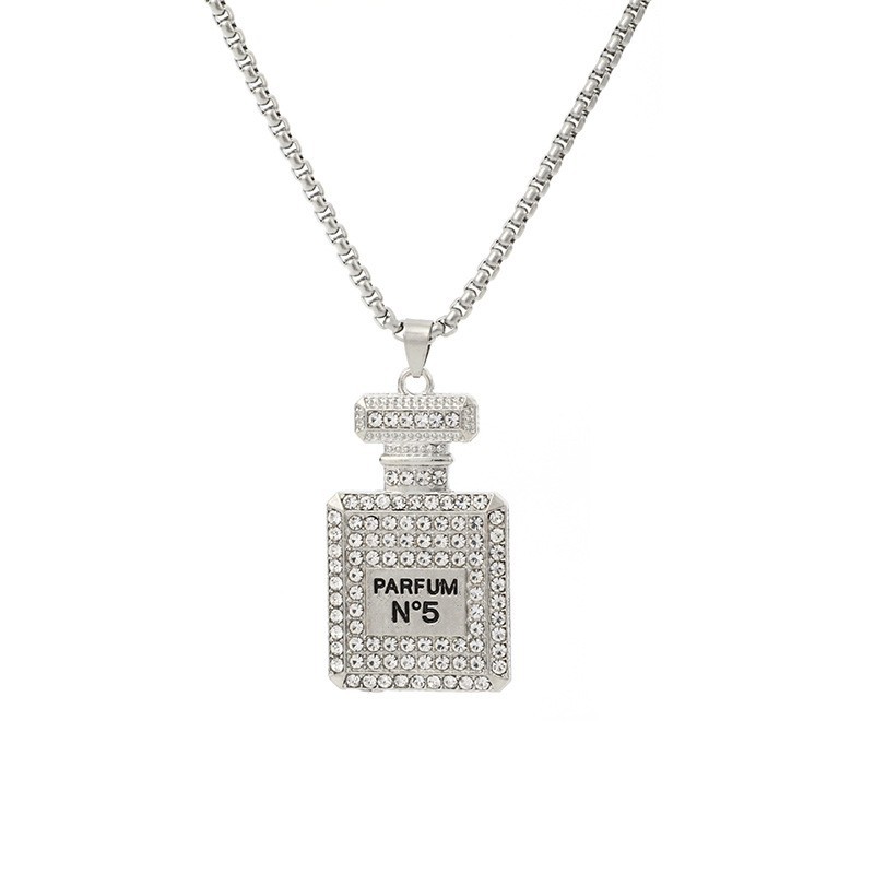 Korean Brand Sweater Chain Female Hip Hop Fashion Personality Perfume Bottle Diamond Pendant Necklace Female Niche Design Ornament