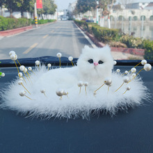 一路平安车载摆件汽车中控台装饰品女车必备用品可爱猫咪公仔模型