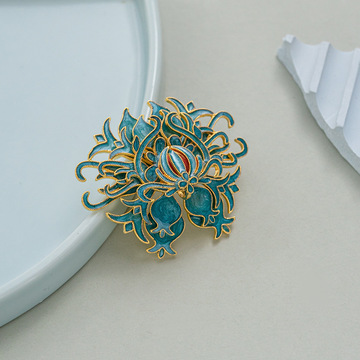 中国风宫廷景泰蓝胸针复古气质旗袍大衣胸花别针高档配饰品女批发