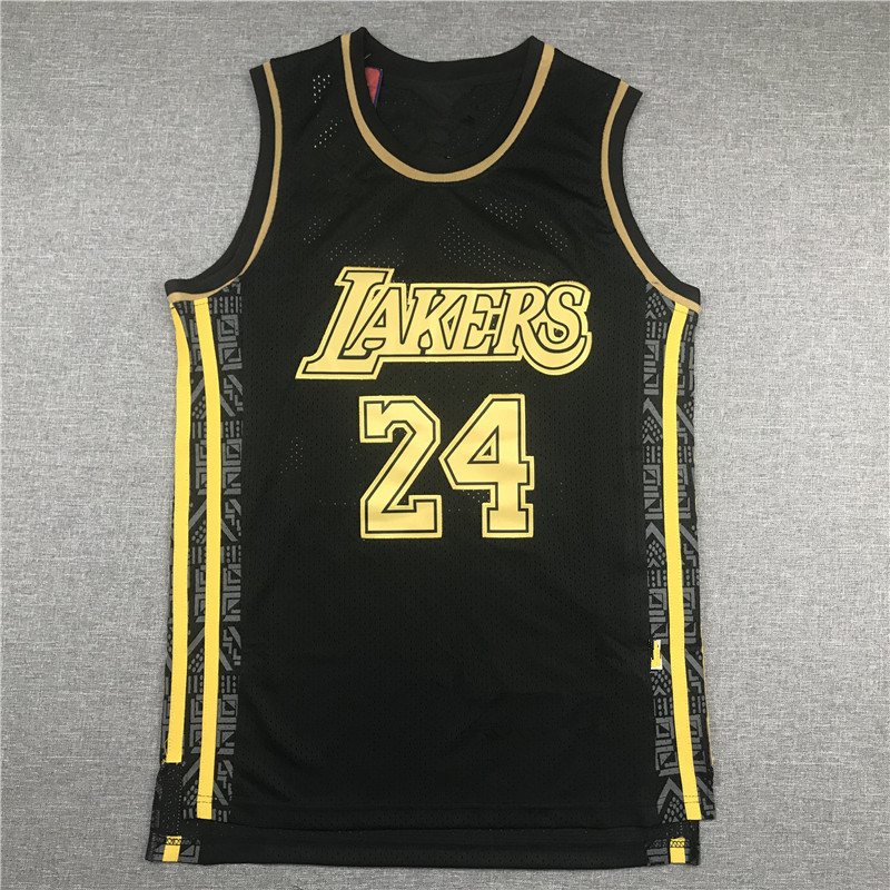 刺绣篮球服湖人24号网眼黑金科比 lakers kobe jersey blackgold