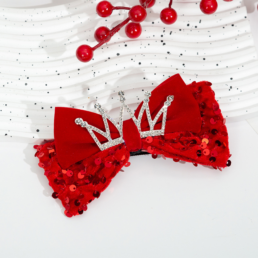 New Year Children's Hair Accessories Chinese Style New Year Red Crown Barrettes Girls' Han Chinese Costume Side Clip Princess Butterfly Clip