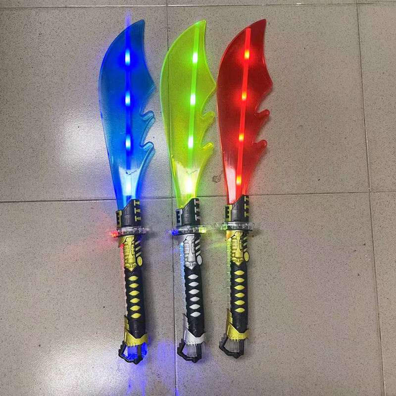 New Luminous Sword Shark Knife Spray Paint Sword Warrior Sword Children's Toy Sound and Light Color Broadsword Stall Wholesale