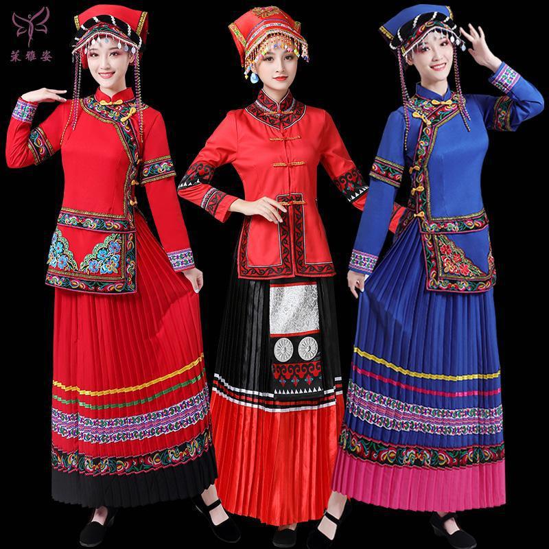 新款彝族服装女七月火把节演出服少数民族舞蹈服装彝族舞台表演服