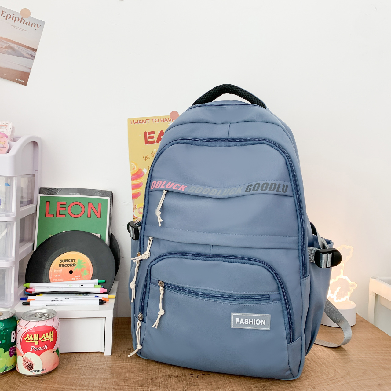 2024 New Backpack Solid Color Versatile Large Capacity Junior High School Student Schoolbag High School Student Travel Backpack