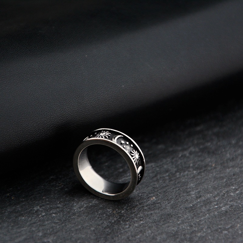 hiphop嘻哈夜店酒吧饰品时尚个性潮流指环钛钢日月星戒指-阿里巴巴