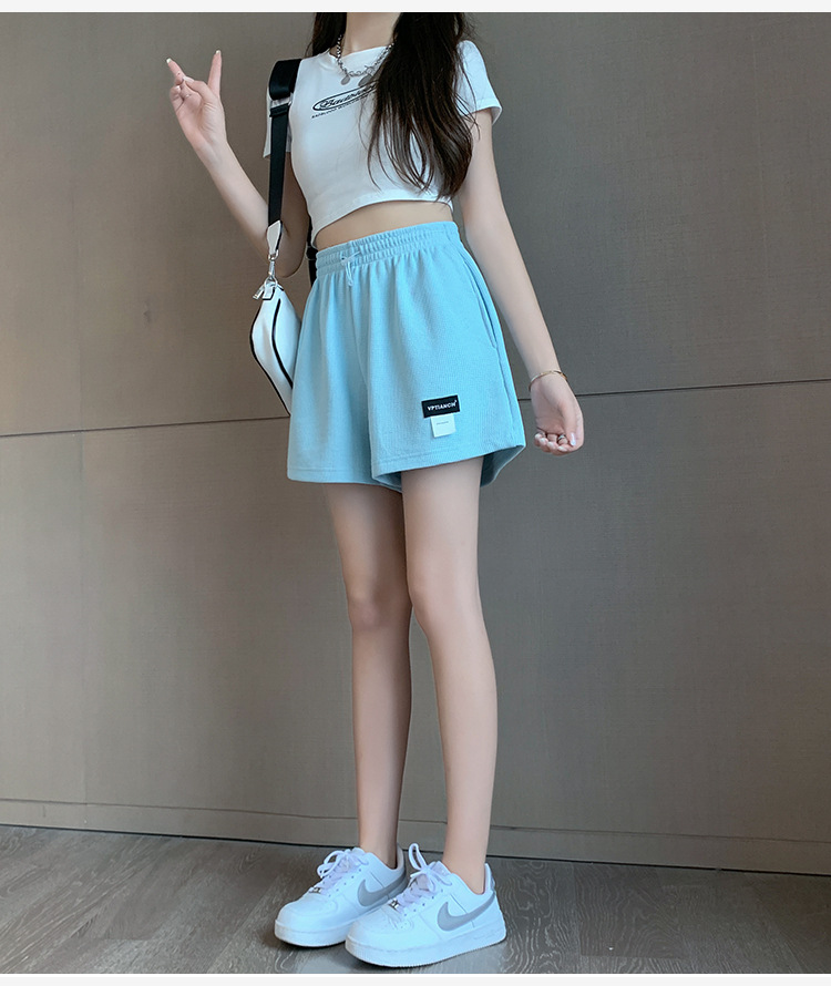 运动短裤女高腰显瘦阔腿热裤宽松休闲三分裤