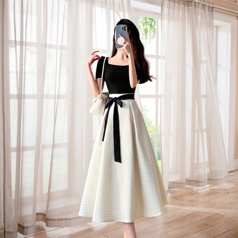 Suit for Women 2023 Summer New Slim Fit Slimming Temperament Waist-Controlled Chanel's Style Skirt Two-Piece Dress