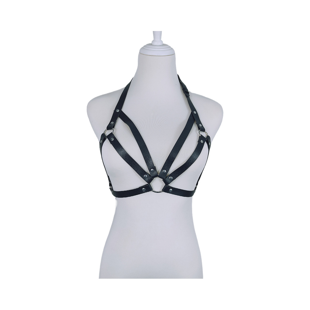 Women's Nightclub Binding Sexy Clothing Leather Hollow Clothing Accessories All-Matching Sexy Tube Top Strap Harness