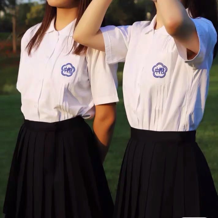 阿信台湾师大同款附中刺绣衬衫班服校服jk长袖女款衬衣套装春夏季
