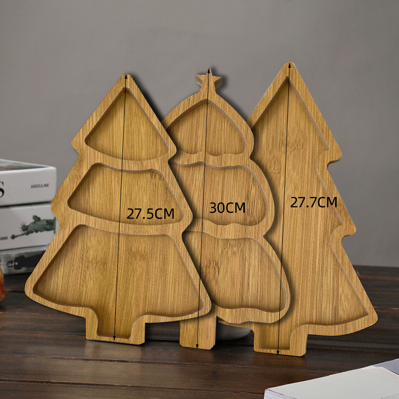 Christmas Christmas Tree Solid Wood Tray Cheese Cooked Food Creative Decoration Children Snack Fruit Snack Plate