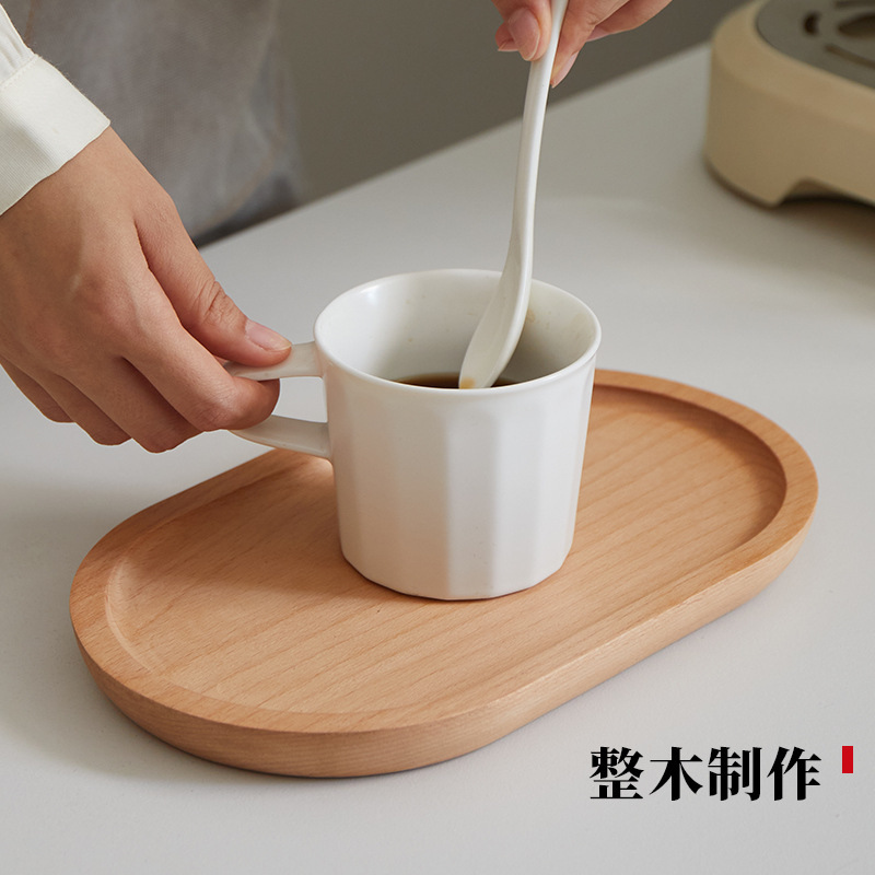 Japanese-Style Wooden Tray Decoration Oval Rectangular Beech Home Afternoon Tea Dessert Coffee Exquisite Small Tray
