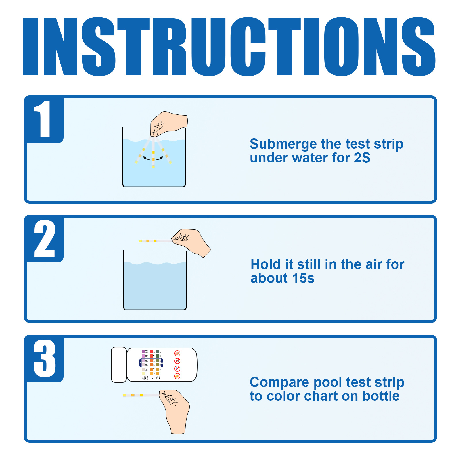 Ouhoe Three-in-One PH Test Paper Swimming Pool Water Quality Total Alkalinity Hardness Pool Clean Water PH Test Strip