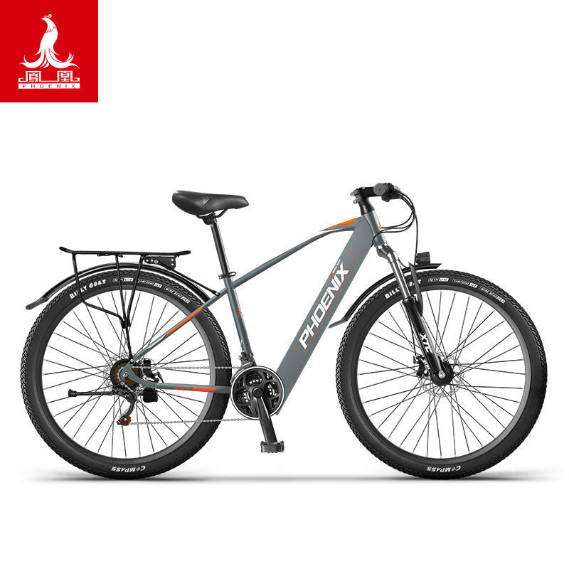 凤凰26寸锂电电动自行车21速48v400w男女双碟刹新国标电动山地车