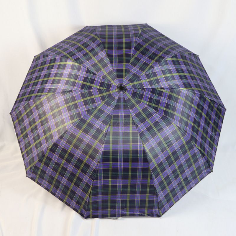 Silver Plastic Plaid Classic Plus-Sized Sunny and Rainy Umbrella Sun Umbrella Factory Direct Sales